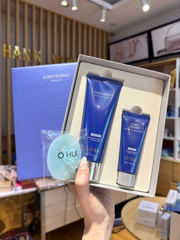 Set sữa rửa mặt trị mụn, kiềm dầu, tẩy da chết dịu da Ohui Clinic Science Deep Medi-Cleansing Foam 2sp