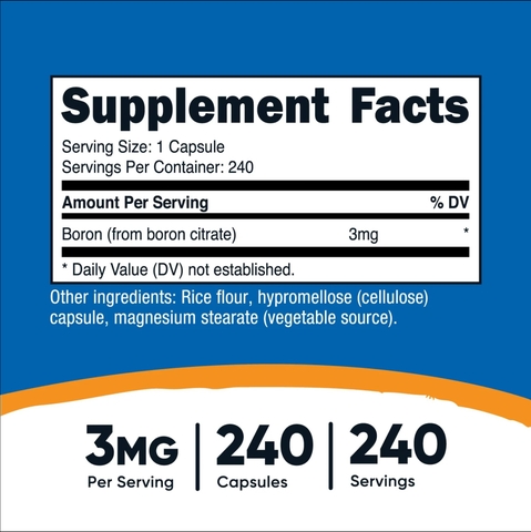 Nutricost Boron 3mg (240 Viên)