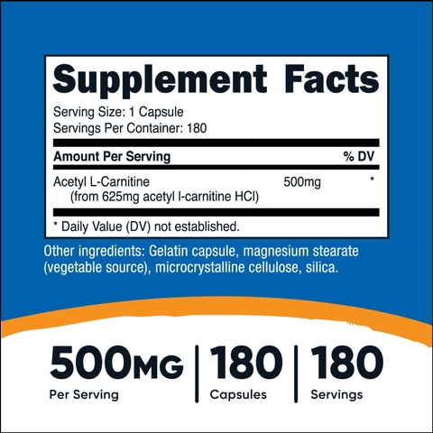 Nutricost Acetyl L-Carnitine 500mg (180 Viên)
