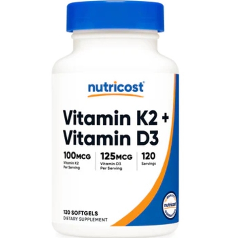 Nutricost Vitamin D3 + K2MK7 (120 Viên)