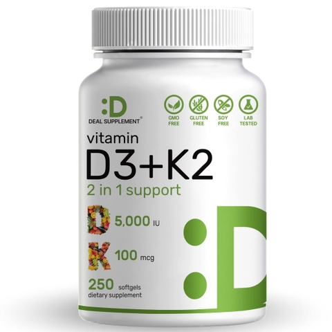 Deal Supplement Vitamin D3 + K2 5000IU (250 Viên)