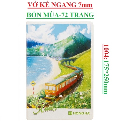 Vở kẻ ngang 7mm Pupil 72 trang Bốn mùa Hồng hà