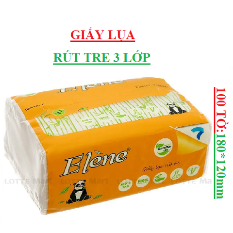 Giấy lụa rút tre gấu trúc Elene 3 lớp bịch 100 tờ (180*120)mm