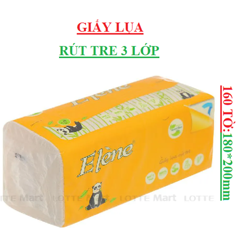 Giấy lụa rút tre gấu trúc Elene 3 lớp bịch 160 tờ (180*200)mm