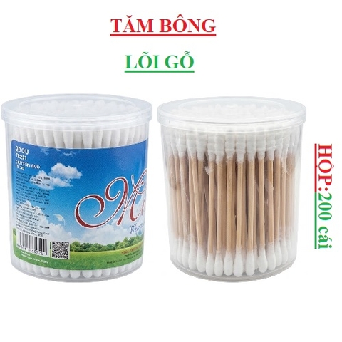 Bông tăm (bông ngoáy tai) lõi gỗ 200U TB221 Misu hộp 200 cái
