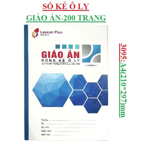 Sổ kế toán  4 ô ly vuông (2.5*2.5)mm 200  trang A4 (210*297) mm Hải tiến