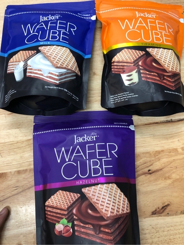 Bánh xốp quế wafer cubes vị socola, sữa, hạt phỉ túi 200gr