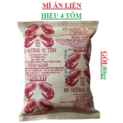 Mì ăn liền 4 tôm gói giấy Miliket gói