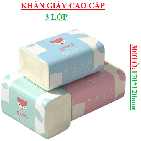 Khăn giấy 3 lớp Gumi gói 300 tờ 170*120mm