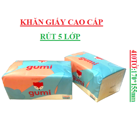 Khăn giấy 5 lớp Gumi gói 410 tờ 170*155mm