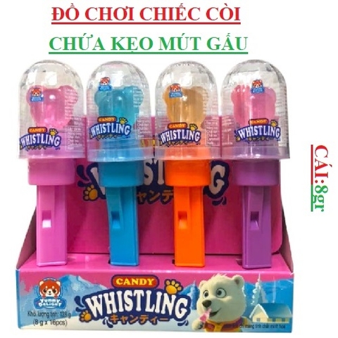 Đồ chơi chiếc còi chứa kẹo mút hình gấu whistling Yummy delight cái 8gr