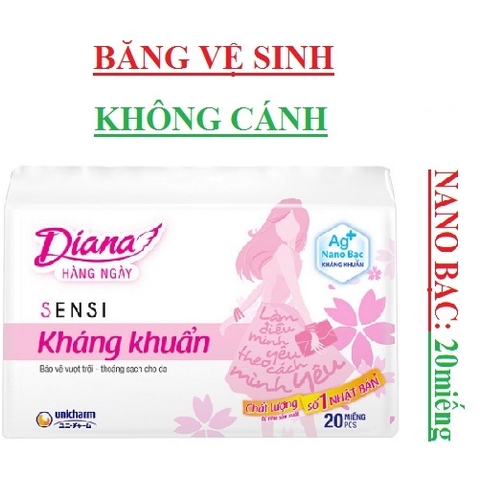 Băng vệ sinh hàng ngày diana sensi  kháng khuẩn 20 miếng