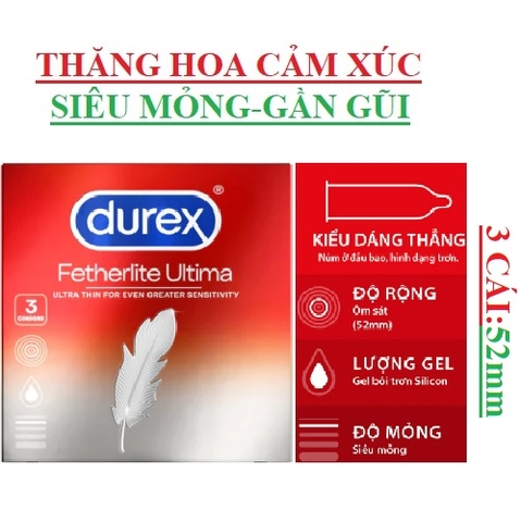 Bao cao su siêu mỏng Durex fethelite ultima ultra thin for even greater sensitivity hộp 3s