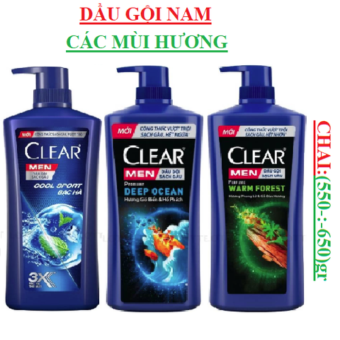 Dầu gội nam Clear men chai (600-:-650)gr