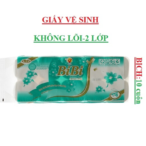 Giấy vệ sinh 2 lớp Bibi không lõi bịch 10 cuộn