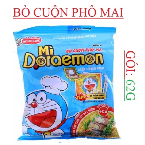 Mì tôm Doraemon gói 62g các vị