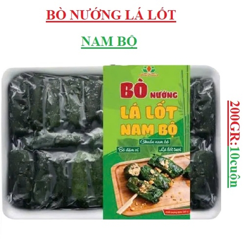 Bò nướng lá lốt khay 200gr+/-10gr (10 cuốn)