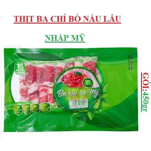 Ba chỉ bò lẩu  Mỹ TB food gói 450gr