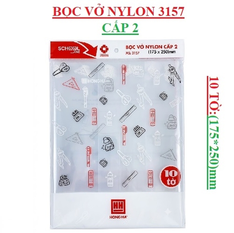 Bọc vở nylon cấp 2 bịch 10 tờ (175*250)mm 3175 Hồng Hà