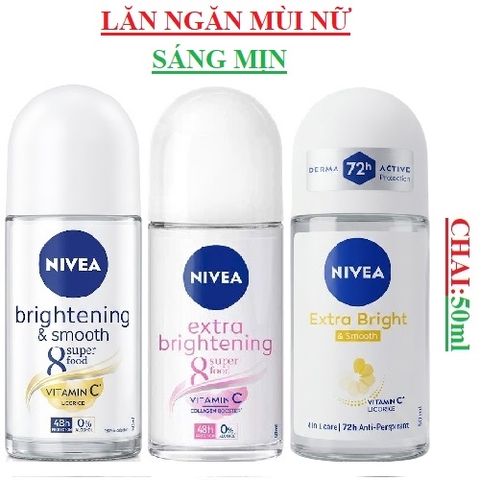 Lăn ngăn mùi nữ sáng mịn Nivea bright & smooth chai 50ml