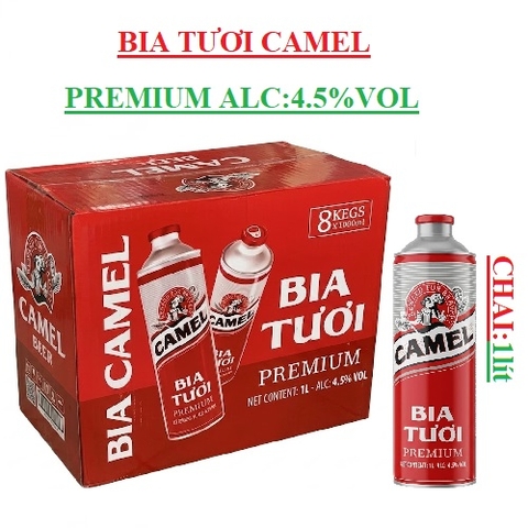 Bia tươi Camel premium độ cồn 4.5% lon 1 lít