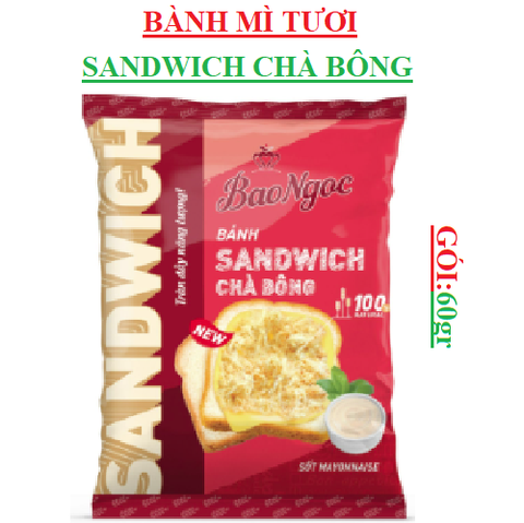 Bánh mì tươi sandwich chà bông bảo ngọc gói 60gr