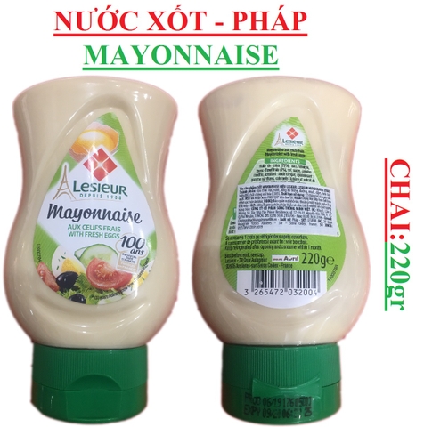 Xốt mayonnaise trứng tươi Lesieur Pháp chai 220gr