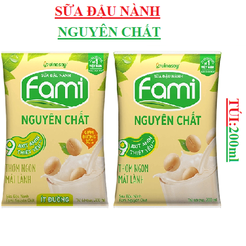 Sữa đậu nành fami nguyên chất túi 200ml