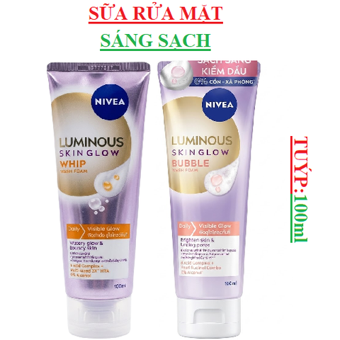 Sữa rửa mặt sáng sạch nivea Luminous  sking glow tuýp 100ml