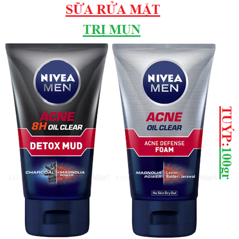 Sữa rửa mặt nam trị mụn Nivea men Acne oil clean tuýp 100gr