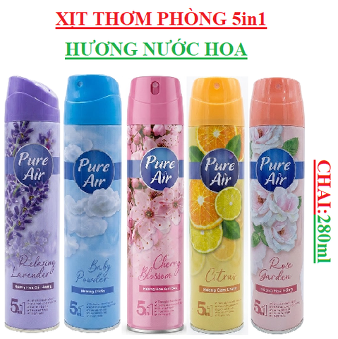 Xịt phòng nước hoa 5in1 pure air SCC chai 280ml