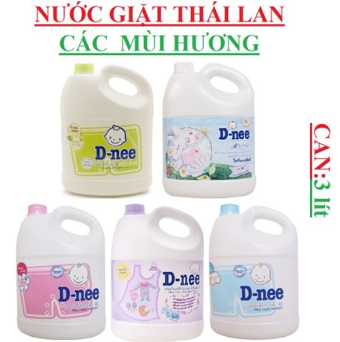 Nước giặt DNee thái lan em bé 3 lít, hồng, xanh biển, xanh lá, trắng, tím.