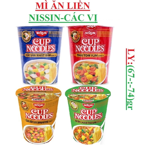 Mì ly Cup Noodles Nissin hải sản nhật bản, Thái Tôm yum, cua sốt cay, sườn chanh thái