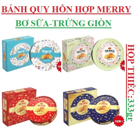 Bánh quy hỗn hợp Merry  hộp thiếc