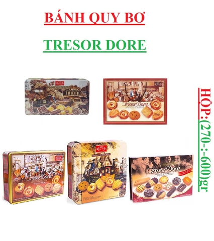 Bánh quy bơ, quy socola  tresor dore hộp