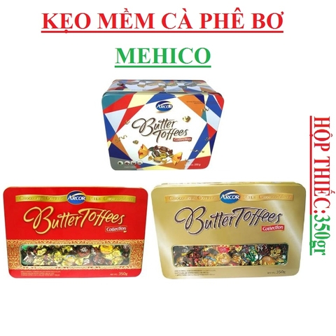 Kẹo sữa cà phê bạc hà quế arcor butter toffees hộp thiếc 350gr