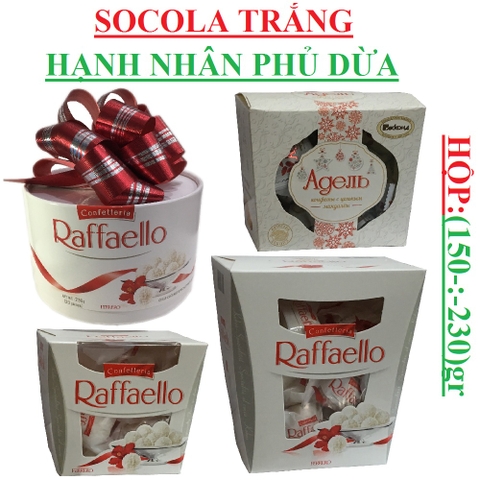 Socola trắng hạnh nhân phủ kem vẩy dừa Nga Agejib Akkond, Raffaello, Đức Raffaello, Ý Raffaello