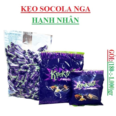 Kẹo tím socola nga trộn hạnh nhân Krokaht