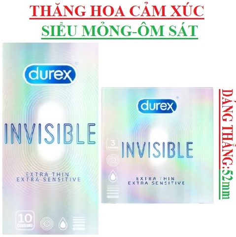 Bao cao su siêu mỏng ôm sát Durex Invisible Extra Thin Extra Sensitive