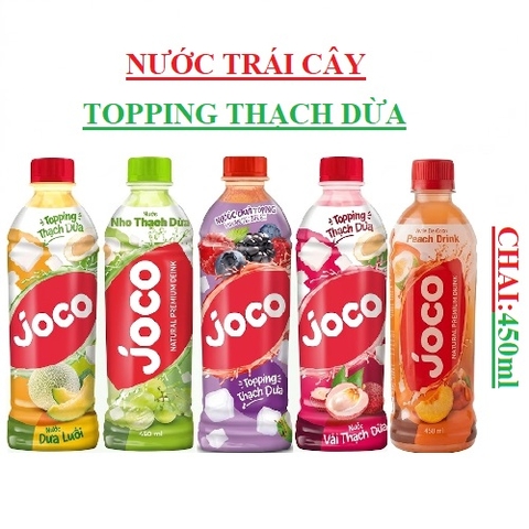 Nước trái cây topping thạch dừa joco chai 450ml