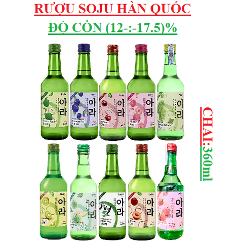 Rượu soju (sochu) korice độ cồn (12-:-17.3)% Hàn quốc chai 360ml