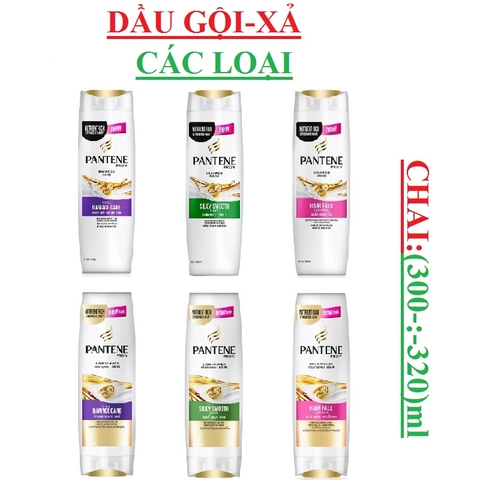 Dầu gội pantene, dầu xả pantene; ngăn rụng tóc, óng mượt, phục hồi hư tổn chai 300ml