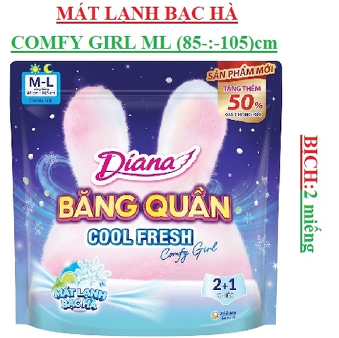 Băng vệ sinh băng quần mát lạnh bạc hà diana cool fresh comfy girl ML2 (85-:-105)cm