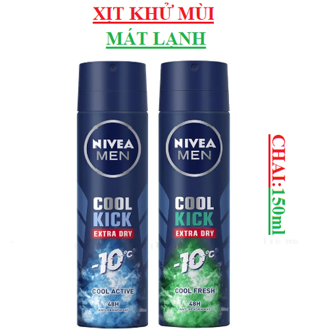 Xịt ngăn mùi nam mát lạnh Nivea men cool kick chai 150ml