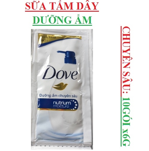 Sữa Tắm Dove dây 10gói x 6g, Dưỡng Ẩm Dịu Mát, dưỡng ẩm chuyên sâu