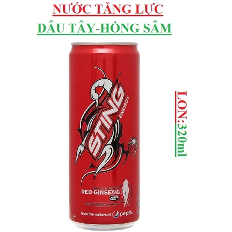 Nước tăng lực sting hương dâu tây đỏ lon (300-:-350)ml