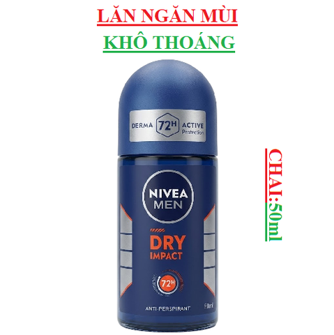 Lăn ngăn mùi khô thoáng  nam Nivea men Dry impact chai 50ml