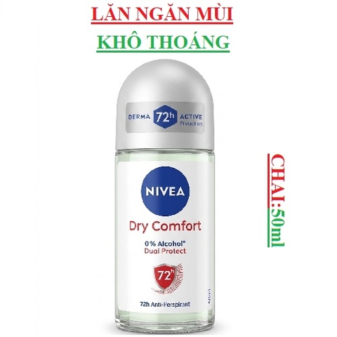 Lăn ngăn mùi khô thoáng nữ Nivea dry comfort  chai 50ml