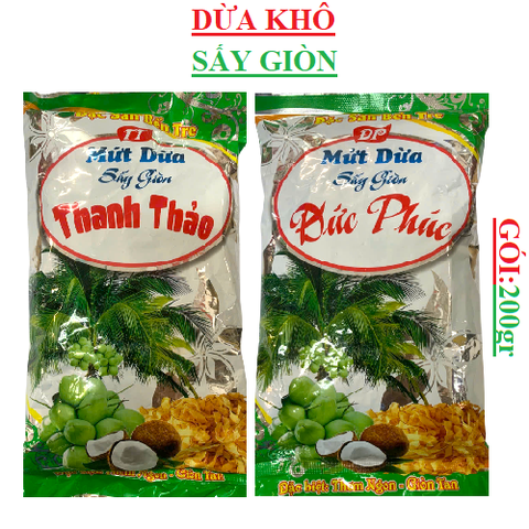 Mứt dừa sấy khô sấy giòn  Bến Tre gói  200gr