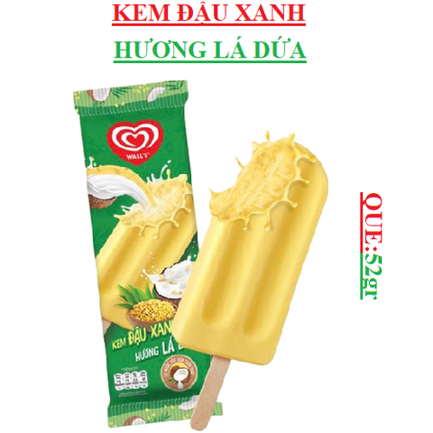 Kem đậu xanh dừa lá dứa wall's que(45-:-55)gr